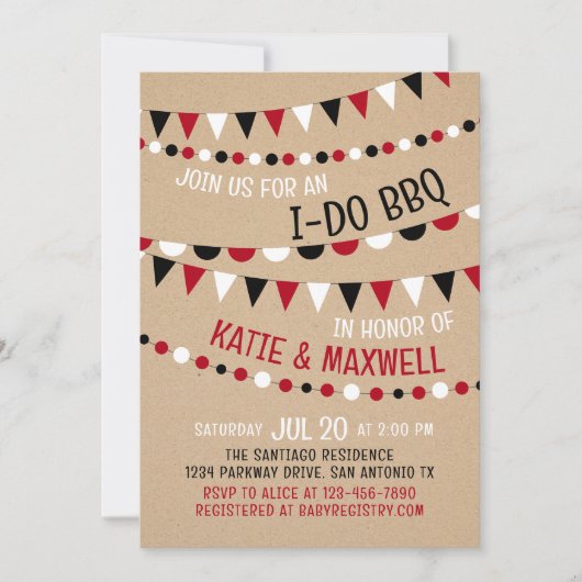 Ik doe BBQ koppels bruids douche uitnodiging (Voorkant)