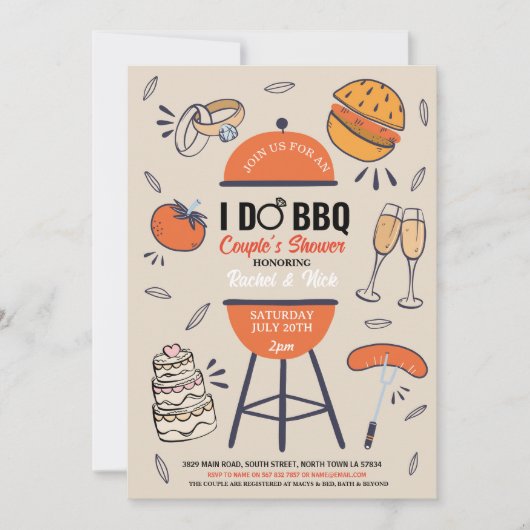 IK DOE BBQ Koppels Bruiloft Tuin Kaart (Voorkant)