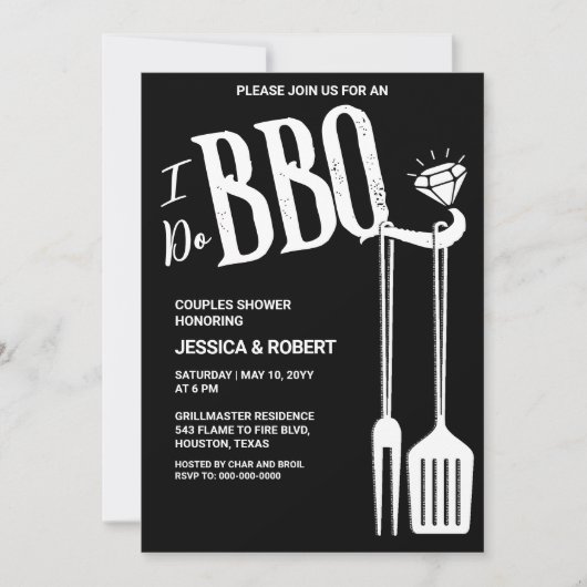 Ik Doe BBQ Koppels Bruiloft Uitnodiging (Voorkant)