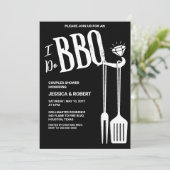Ik Doe BBQ Koppels Bruiloft Uitnodiging (Staand voorkant)