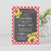 Ik doe BBQ Koppels Bruiloft Zonnebloem Gingham Kaart (Staand voorkant)