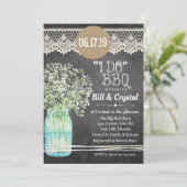 Ik doe BBQ Koppels Douche Chalkboard Uitnodiging (Staand voorkant)