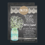 Ik doe BBQ Koppels Douche Chalkboard Uitnodiging<br><div class="desc">Ik doe BBQ Verloving Koppels Douche Krijtbord Mason Jar Baby's Breath Gypsophila Invitation</div>