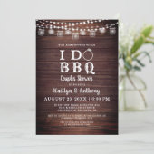 Ik DOE BBQ Koppels Douche Hout Mason Jar Lights Kaart (Staand voorkant)