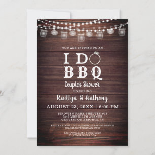 Ik DOE BBQ Koppels Douche Hout Mason Jar Lights Kaart