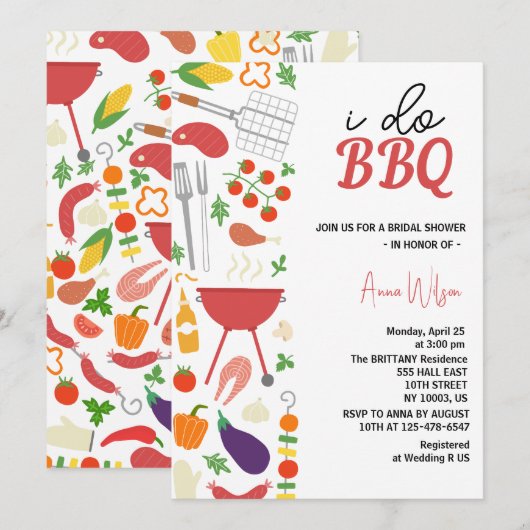 Ik doe BBQ koppels douche verloving Bruiloft bruid Kaart (Voorkant / Achterkant)