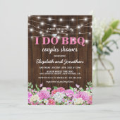 Ik doe BBQ koppels douchen | Rustic Pink Floral Kaart (Staand voorkant)