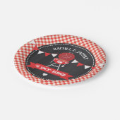 IK DOE BBQ Koppels Huwelijk Verloofde Rode Schoolb Papieren Bordje (Gekanteld)