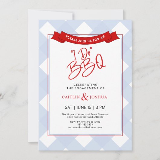 Ik doe BBQ-koppels verlovingsfeest repetitie diner Kaart (Voorkant)