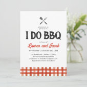 Ik doe BBQ Landelijke Koppels Trouw Bruiloftsfeest Kaart (Staand voorkant)