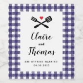 Ik doe BBQ marine blauwe picknick koppels naam Wijn Etiket (Enkel label)