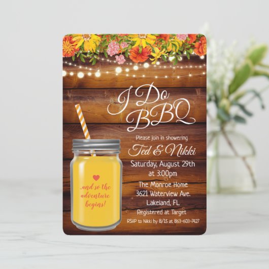 Ik doe BBQ Mason Jar Couples Shower Kaart (Staand voorkant)