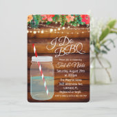 Ik doe BBQ Mason Jar Koppel Bruiloft Uitnodiging (Staand voorkant)