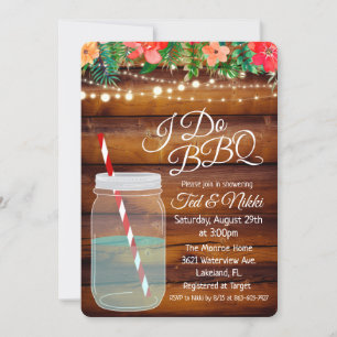 Ik doe BBQ Mason Jar Koppel Bruiloft Uitnodiging