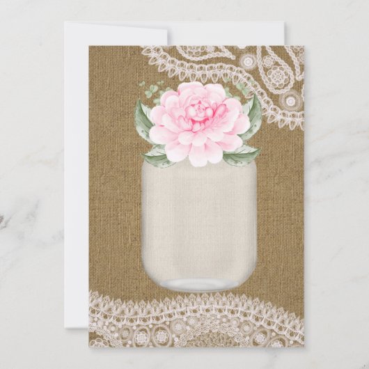 Ik doe BBQ Mason Jar Pink Peony Engagement Party Kaart (Achterkant)