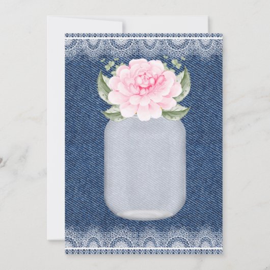 Ik doe BBQ Mason Jar Pink Peony Engagement Party Kaart (Achterkant)