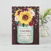 Ik doe BBQ Mason Jar Sunflower Engagement Party Kaart (Staand voorkant)