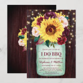 Ik doe BBQ Mason Jar Sunflower Engagement Party Kaart (Voorkant / Achterkant)