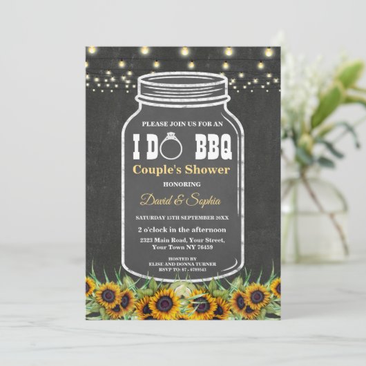 IK DOE BBQ Mason Pot Schrijfbord Koppel Bruisfeest Kaart (Staand voorkant)