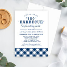 Ik doe BBQ Navy Blue Gingham Wedding Couples Showe
