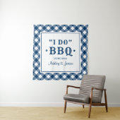 Ik Doe BBQ Navy Gingham Trouw Achtergrond Wandkleed (In situ)
