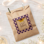 Ik doe BBQ Paarse Gingham en Zonnebloem Bedankzakje (Geknipt)