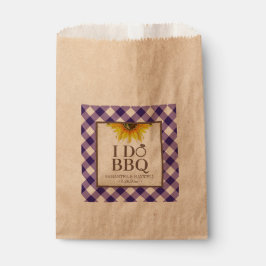 Ik doe BBQ Paarse Gingham en Zonnebloem Bedankzakje
