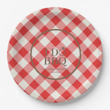 Ik doe BBQ Paper Borden Zonnebloem en Rode Gingham