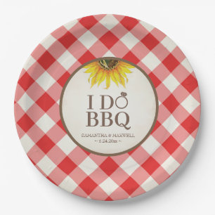 Ik Doe BBQ Papieren Borden Zonnebloem en Rood Ging Bordje