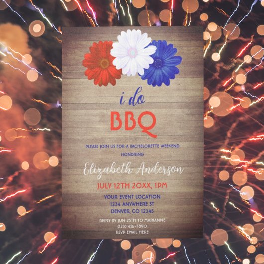 Ik doe BBQ Patriotic Floral Bachelorette Weekend Kaart