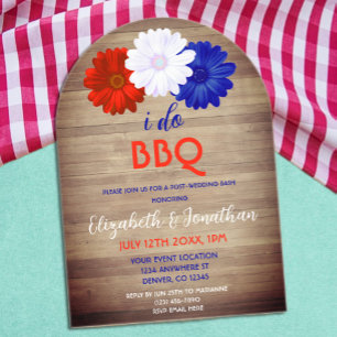 Ik doe BBQ Patriottic Floral Post-Wedding Acryl Uitnodigingen