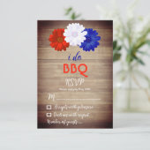 Ik Doe BBQ Patriottische Bloemen RSVP Kaartje (Staand voorkant)