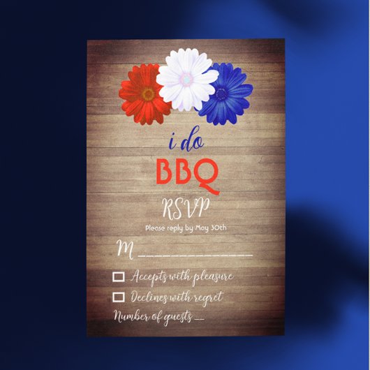 Ik Doe BBQ Patriottische Bloemen RSVP Kaartje
