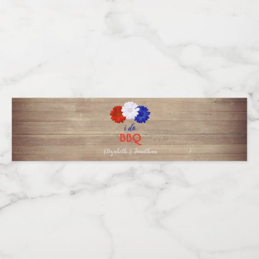 Ik Doe BBQ Patriottische Bloemen Waterfles Etiket (Enkel label)