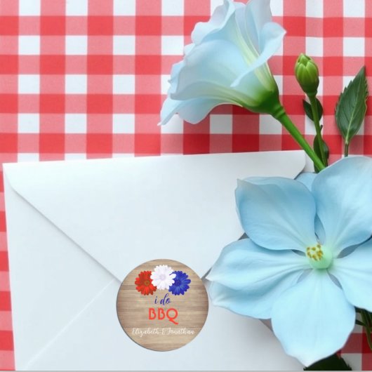 Ik Doe BBQ-patrottische Bloemen Ronde Sticker