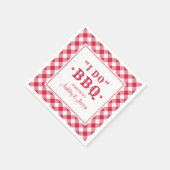 Ik doe BBQ Red Gingham Custom Weddenschap Monogram Servet (Hoek)