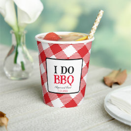Ik doe BBQ Red Gingham Custom Wedding Papieren Bekers
