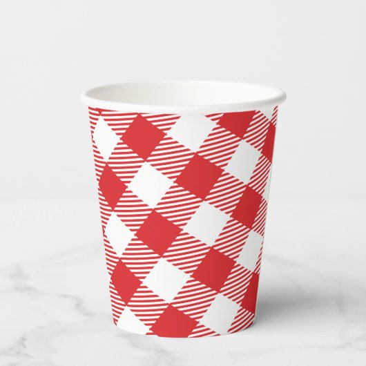 Ik doe BBQ Red Gingham Custom Wedding Papieren Bekers (Achterkant)