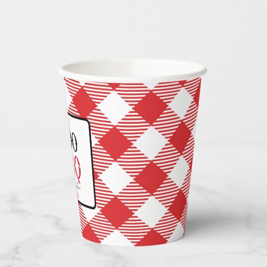 Ik doe BBQ Red Gingham Custom Wedding Papieren Bekers (Links)