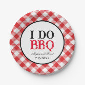 Ik doe BBQ Red Gingham Papieren Bordje (Voorkant)
