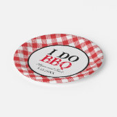 Ik doe BBQ Red Gingham Papieren Bordje (Gekanteld)