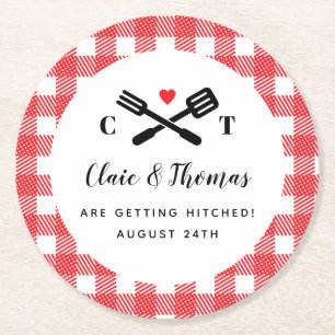 Ik doe BBQ Red Picnic Cocktail Decor Ronde Kartonnen Onderzetter