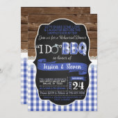 Ik doe BBQ Repetitie Diner Uitnodiging - Blauw (Voorkant / Achterkant)
