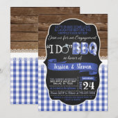 Ik doe BBQ Repetitie Diner Uitnodiging - Blauw (Voorkant / Achterkant)