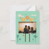 Ik doe BBQ Retro Engagement Party Foto-uitnodiging Notitiekaartje (Achterkant)