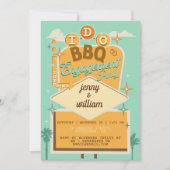 Ik doe BBQ Retro trouwfeest uitnodigingen  (Voorkant)