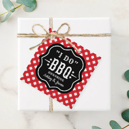 Ik Doe BBQ Rode Gingham Bruiloft Bedankjes Labels