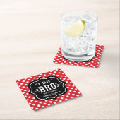 Ik Doe BBQ Rode Gingham Bruiloft Kartonnen Onderzetters (Insitu)