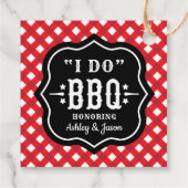 Ik Doe BBQ Rode Gingham Huwelijkswedding Bedankjes Labels (Achterkant)