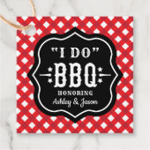 Ik Doe BBQ Rode Gingham Huwelijkswedding Bedankjes Labels (Voorkant)